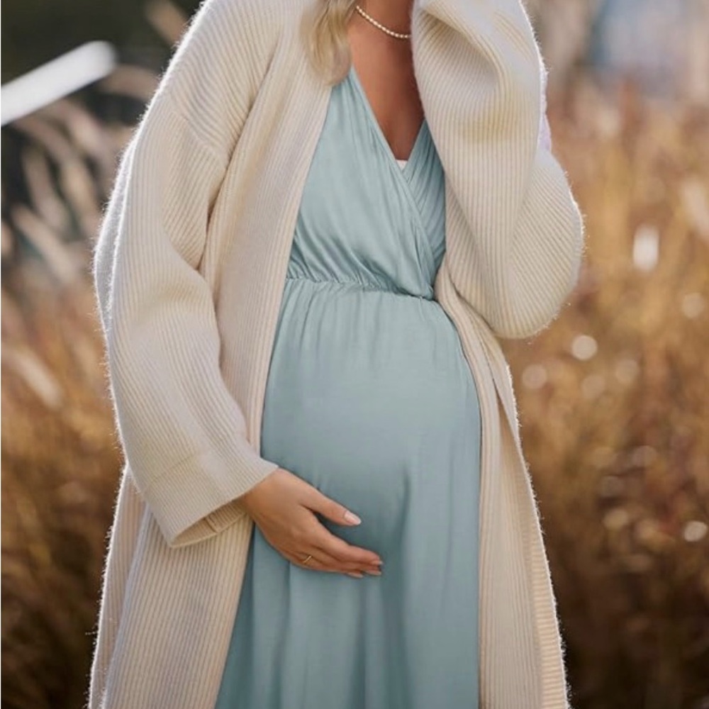 Blue-Green Maternity Dress/Labor Gown
